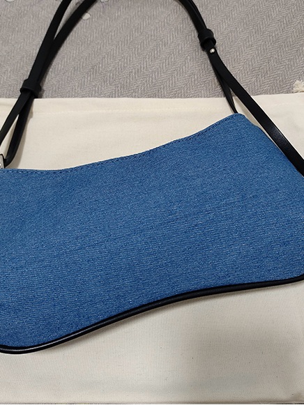 Jacquemus Blue Denim Mini Shoulder Bag With Black Strap — image 2 of 6